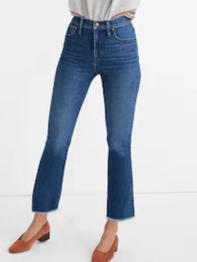 Madewell Jeans Women’s 28‎ Blue Cali Demi-Boot Raw Hem Bootcut Stretch Denim